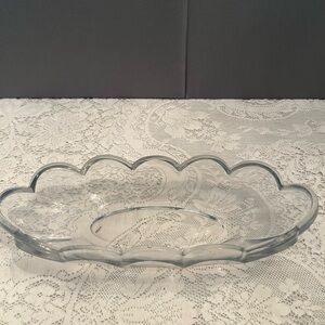 Depression Era Pressed Glass Celery Dish.